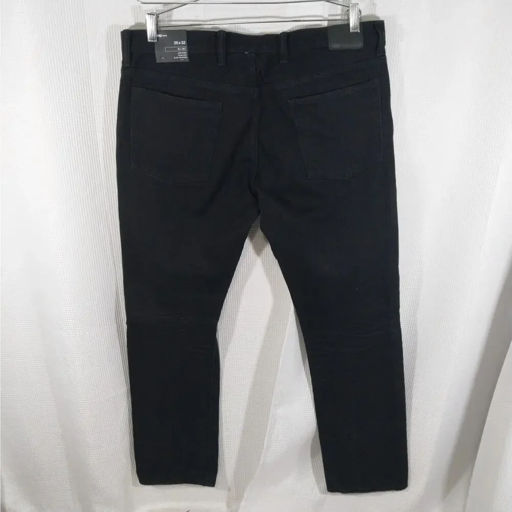 NWT@$70! THE GAP! RICH BLACK DENIM 5 POCKET, LIW RISE, SLIM LEG JEANS! SZ 36X32